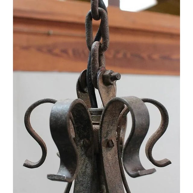 Black Antique Wrought Iron Landing Lantern For Sale - Image 8 of 18