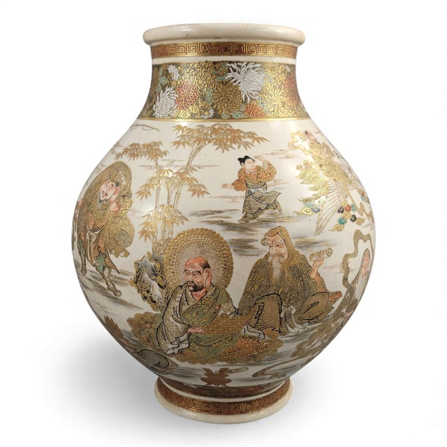 Ceramic Museum-Scale Kyoto Satsuma Vase by Seiko-en Chokei For Sale - Image 7 of 18