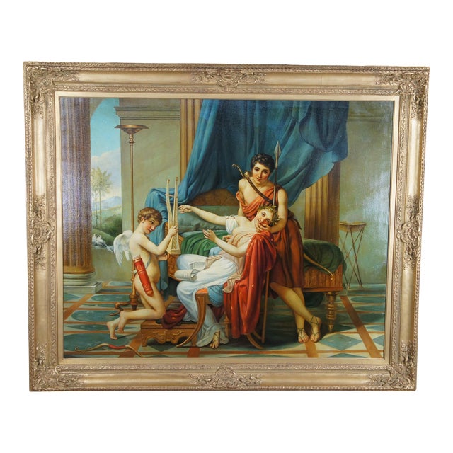 Sappho and Phaon Contemporary School Oil Painting After Jacques-Louis David 72" For Sale