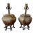 Vintage Japanese Moriage Pagoda Table Lamps With White Dots & Bronze Clawfoot Base - a Pair For Sale