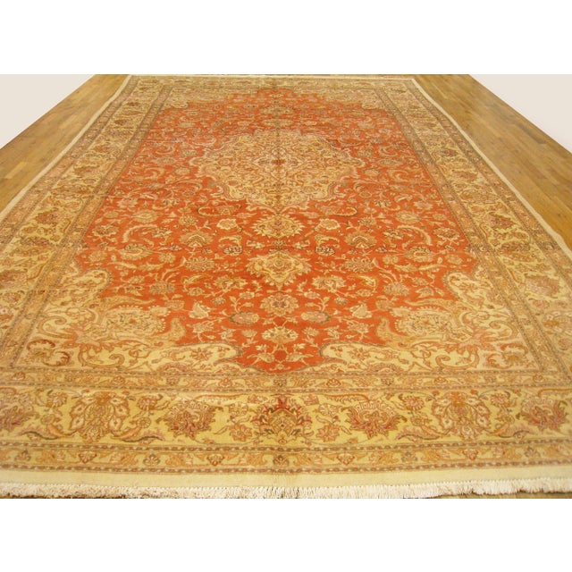 Textile Vintage Persian Decorative Oriental Tabriz Rug in Large Size For Sale - Image 7 of 12