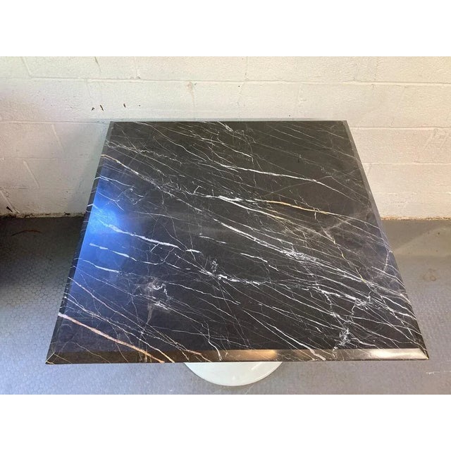 1960s Mid Century Vintage Modern 35" Square Black Saarinen Style Marble Table Tulip Base For Sale - Image 5 of 9