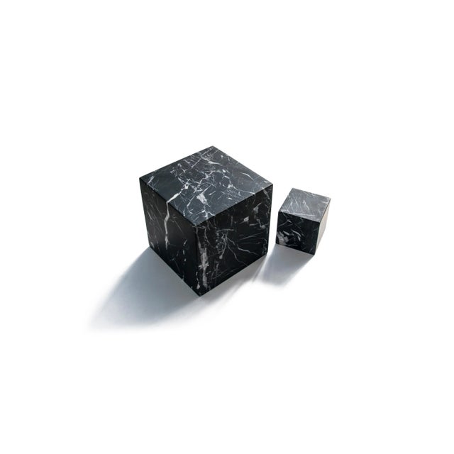 Large Decorative Paperweight Cube in Black Marquina Marble For Sale - Image 9 of 10