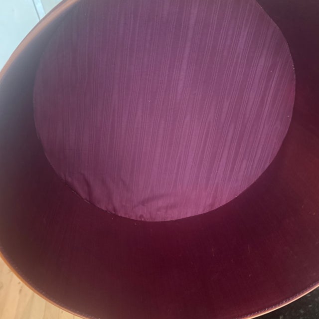 Cognac Leather Rounded Storage Container For Sale - Image 9 of 12
