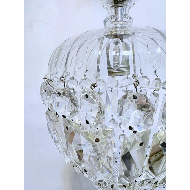 Glass Antique Crystal Basket-Style Pendant Chandelier For Sale - Image 7 of 8