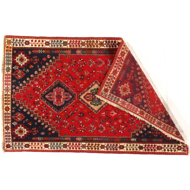 Traditional Pasargad DC Red Handmade Hamdan Rug For Sale - Image 3 of 4