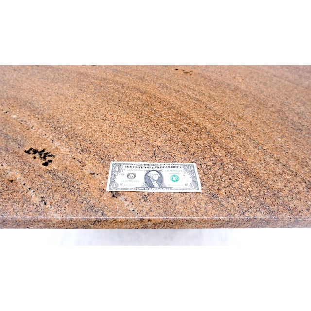 48" Square Granite Top Patinated Brass & Chrome Base Dining Conference Table For Sale - Image 6 of 15
