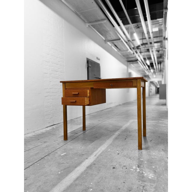 Mid-Century Modern Small Danish Teak Writing Desk, 1950s For Sale - Image 3 of 16