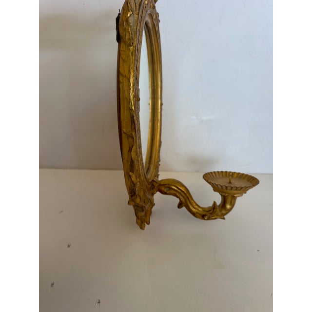 Giltwood Carvers Guild Oval & Mirrored Wall Candle Sconces-a Pair For Sale - Image 4 of 11