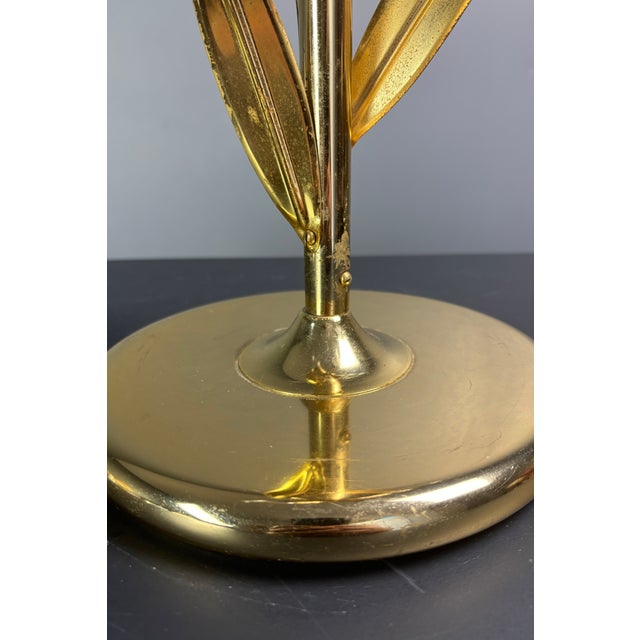 Mid-Century Pencil Reed Rattan Bamboo and Brass Flower Table Desk Lamp, Italy, 1980s For Sale - Image 10 of 15
