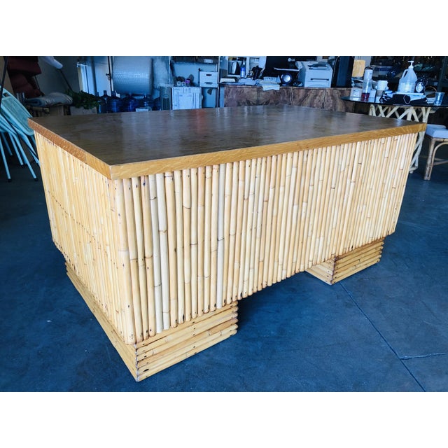 1940s Boho Chic Rattan Executive Desk Chairish