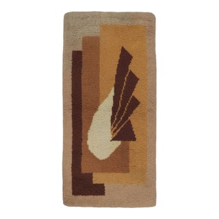 Antique French Art Deco Runner With Bold Design in Brown Hues - Rug & Kilim For Sale