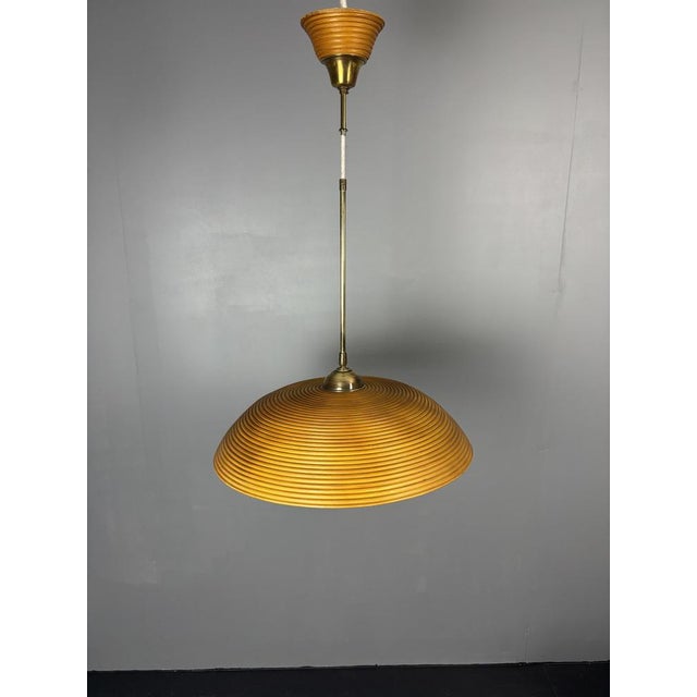 Mid-Century Modern Rattan Bamboo Pendant Lamps, 1970s, Set of 3 For Sale - Image 6 of 16
