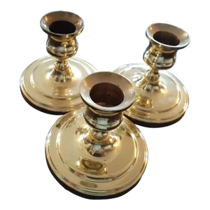 1980s Baldwin Solid Brass Candlestick Holders - Set of 3