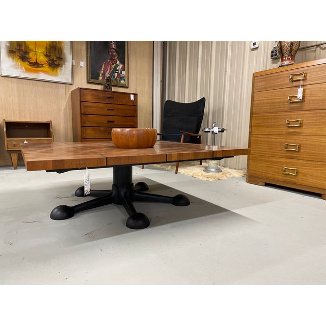 Arne Vodder Square 49.5 Inch Danish Teak Butcher Block Coffee Table on Black Iron Base For Sale - Image 4 of 17