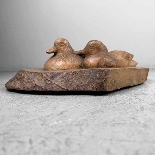 Japanese Waterfowl in Carved Wood, 1940s For Sale - Image 12 of 18