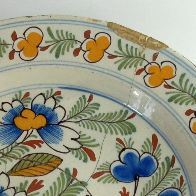 Blue Antique 19th Century Ceramic Dutch Delft Plate For Sale - Image 8 of 11