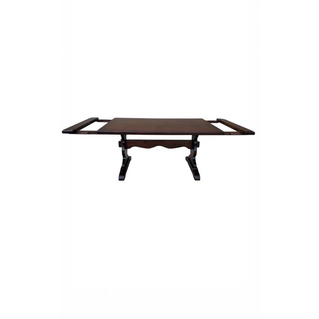 Ethan Allen 1974 Ethan Allen Solid Birchwood Trestle Table With 2 Extensions For Sale - Image 4 of 12