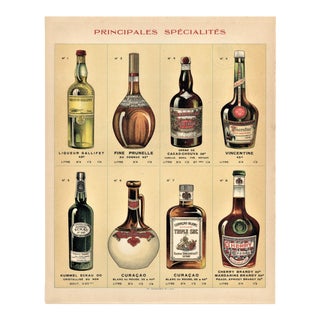 Matted French Alcohol Vintage Chromolithograph Print For Sale