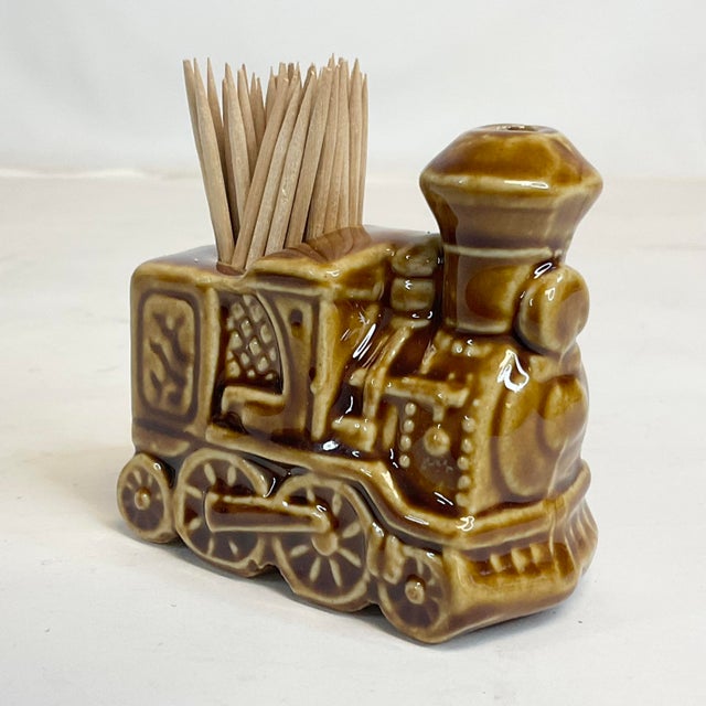 1950s Mid-Century Boho Chic Americana Ceramic Train Toothpick Holder. For Sale - Image 11 of 12