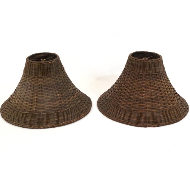 Vintage Wicker Lamp Shades a Pair Chairish