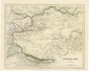 Steel Engraved Map of Central Asia and Chinese Empire, 1843