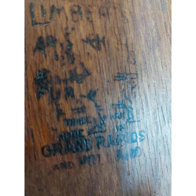 Charles Limbert 1910s Charles P. Limbert Mission Oak Slatted Arm Chair, Grand Rapids Signed For Sale - Image 4 of 7