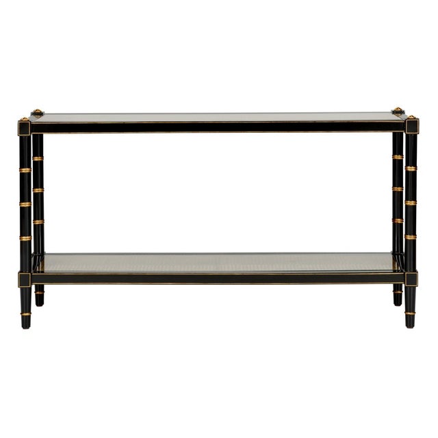 Transitional Conner Cane Console - Black For Sale - Image 3 of 6