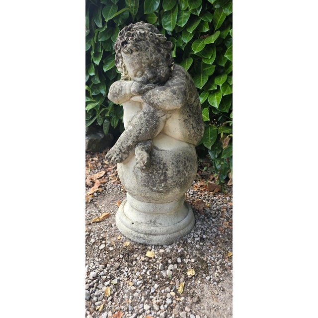 Weathered Sleeping Cherub, 1910s For Sale - Image 6 of 11
