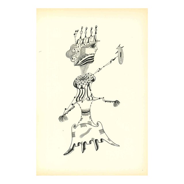 Bruno Capacci, Composition of Diodora, Lithograph, 1950 For Sale