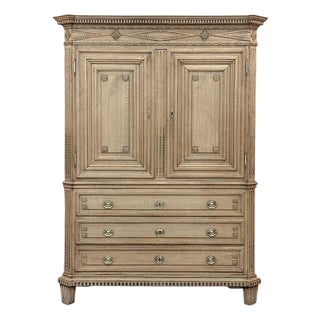 18th Century Dutch Louis XVI Period Stripped Oak Linen Press For Sale