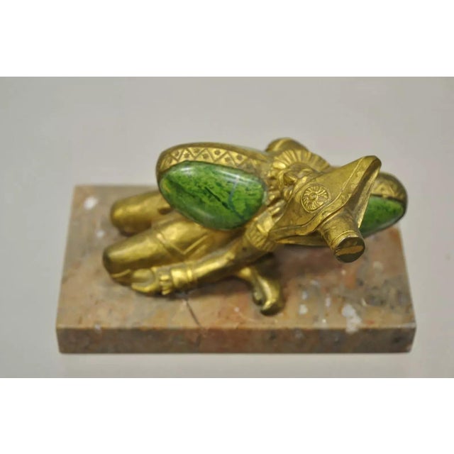 Gold "In a Pickle" Antique Bronze Trinculo Jester Paperweight Onyx Malachite For Sale - Image 8 of 12