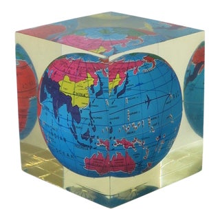 Modern Acrylic Encased World Globe For Sale