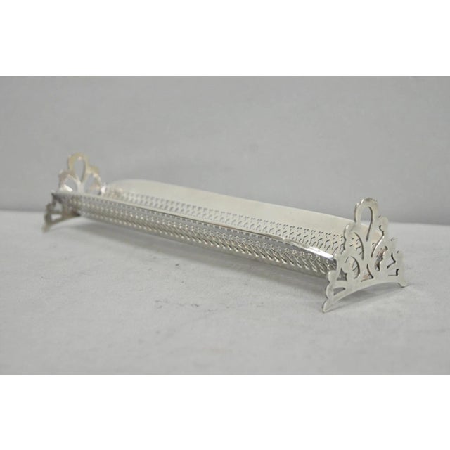 Vintage English Regency Silver Plated Reticulated Sugar Cube Cracker Caddy For Sale - Image 11 of 11