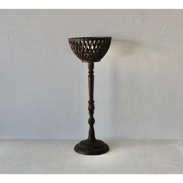 Vintage French Style Cast Iron Basket Pedestal Plant Stand For Sale - Image 12 of 12