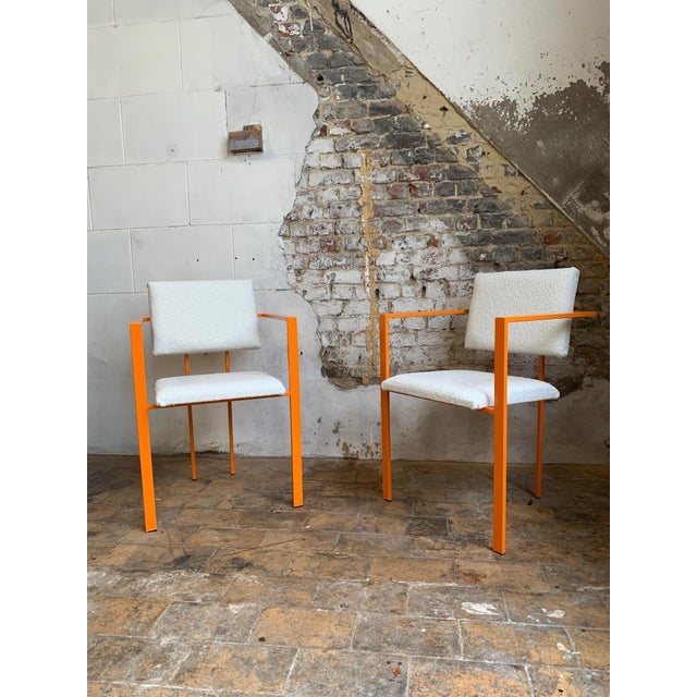 Postmodern Orange Armchairs with Bouclé Upholstery, 1980s, Set of 2 For Sale - Image 4 of 15