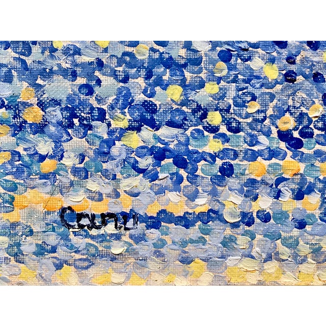 Textile Yvonne Canu –Seagulls at Sunset (Les Mouettes)- French Pointillist Seascape-Oil Painting For Sale - Image 7 of 12