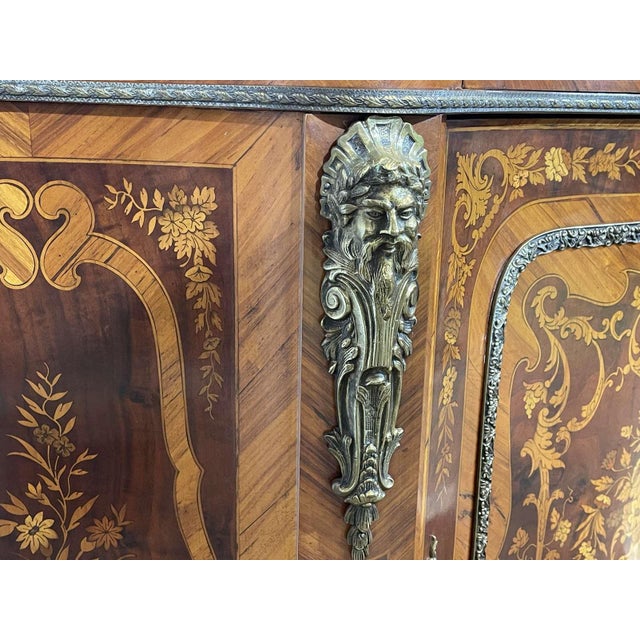 Marquetry Sideboard in Rosewood, Beech and Marble Top, 1970s For Sale - Image 11 of 16