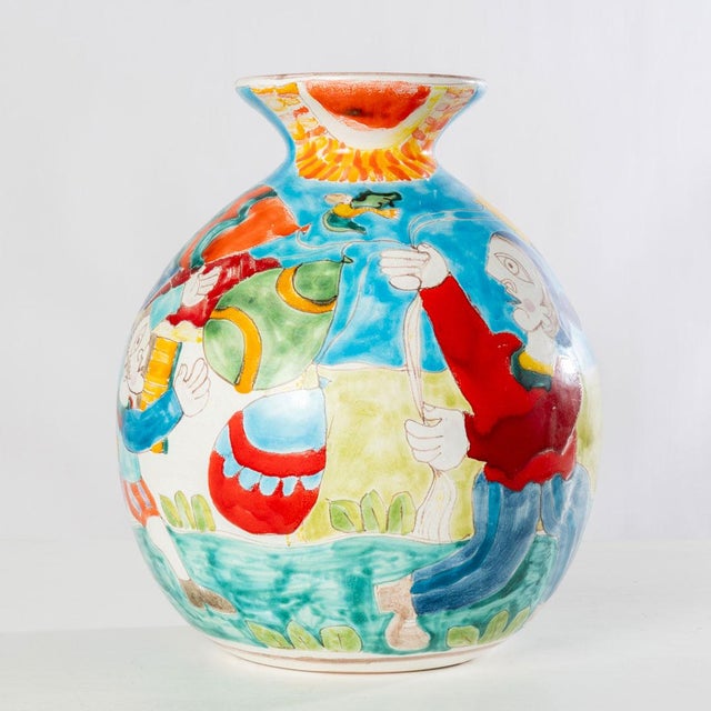 Folk Art Vintage Italian Giovanni Desimone Vase For Sale - Image 3 of 7