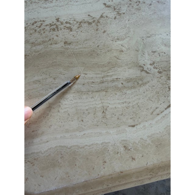 1970’s Vintage Italian Postmodern Travertine Oval Dining Table With Sculptural Pedestal Base For Sale - Image 11 of 12