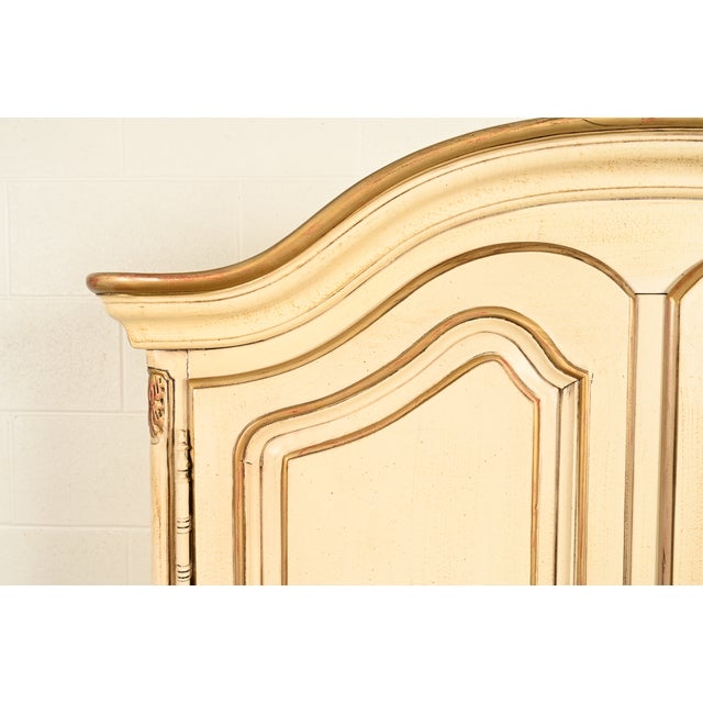 Cream Henredon French Provincial Louis XV Cream Lacquered Armoire Dresser or Gentleman's Chest, Circa 1960s For Sale - Image 8 of 15