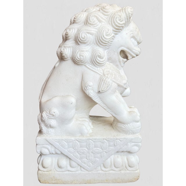 Stone 19th Century Large Solid Marble Foo Dogs- Set of 2 For Sale - Image 7 of 18