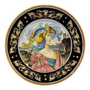 1990s Italian Renaissance Style Hand Painted Portrait Charger