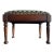 Antique Mahogany Footstool With Custom Blue and Gold Upholstery For Sale