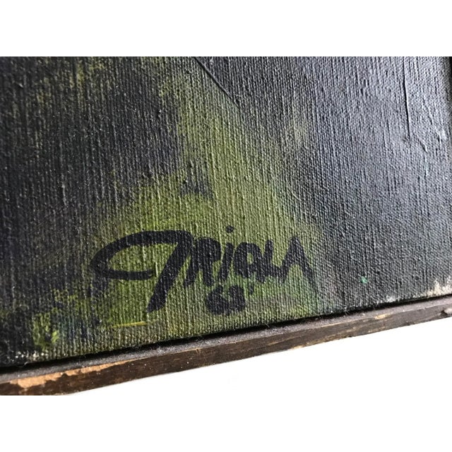 Paint 1960s Signed Chris Triola Modern Abstract Oil Painting, Framed For Sale - Image 7 of 8