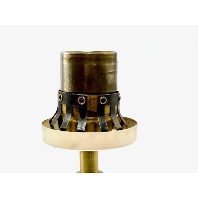 Mid-Century Tripod Brass & Teak Table Lamp from Kalmar, 1950s For Sale - Image 11 of 13