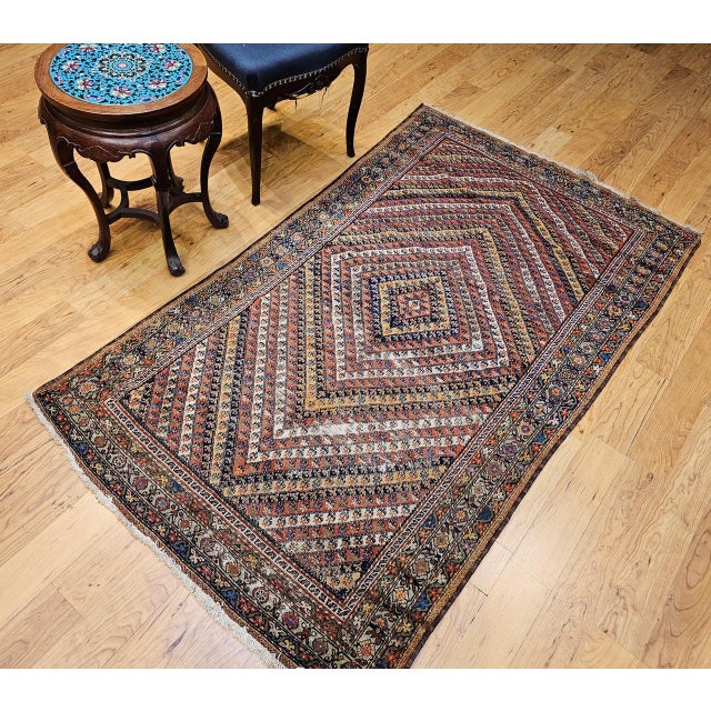 Antique Persian Senneh Area Rug, Hand-Knotted Wool, Hashtrang Allover Paisley Pattern, Red, Navy & Multicolor, 4x6 For Sale - Image 12 of 13