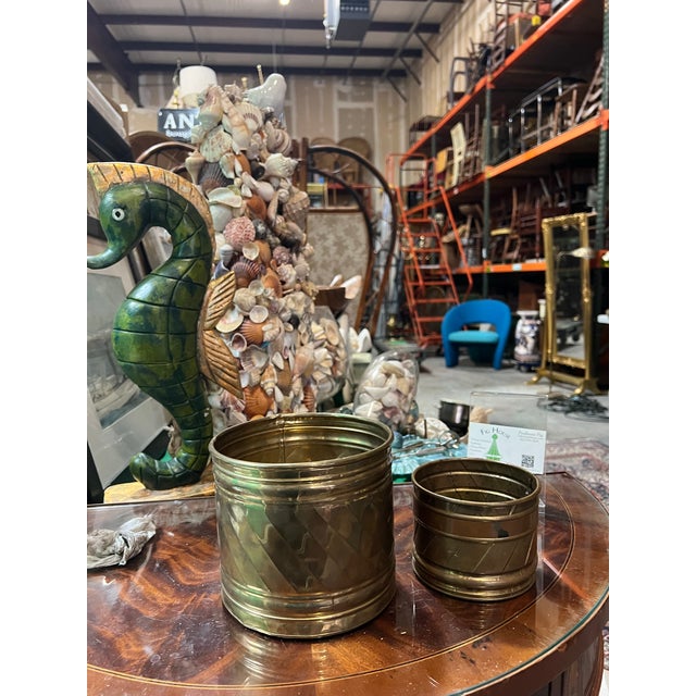 1970s Pair of Small Brass Decorative Catchalls For Sale - Image 10 of 10