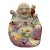 Chinese Republic Famille Rose Porcelain Laughing Buddha 5 Children 6.5” Vintage For Sale