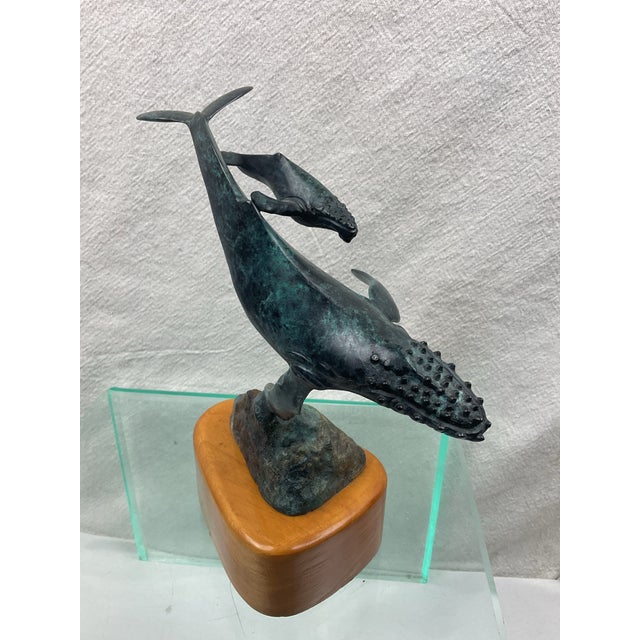 Metal Patinated Bronze Whale Sculpture For Sale - Image 7 of 9